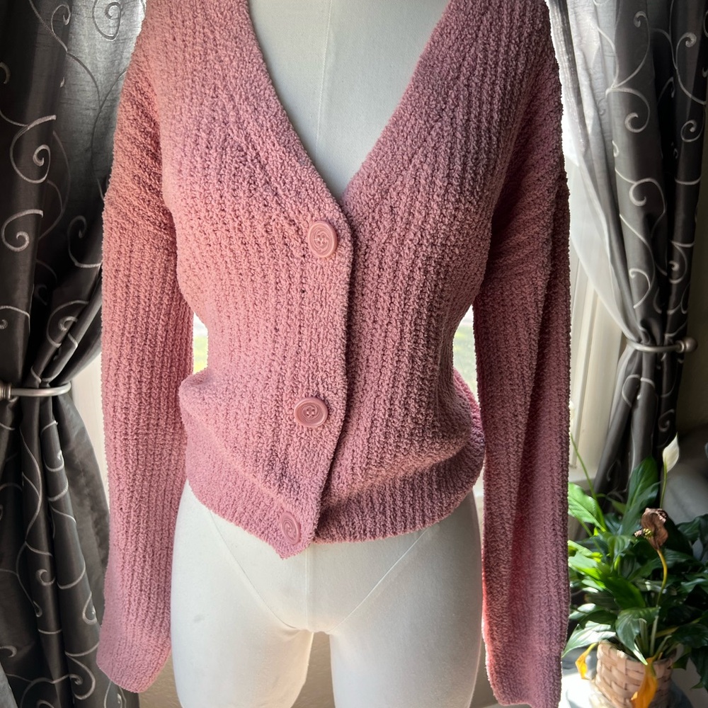 No Boundaries Pink Women's Cardigan Sweater